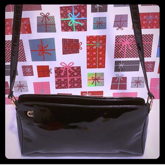 Garson Black Patent Leather CrossbodySling Bag - Picture 3 of 8